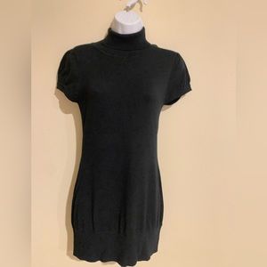 Knit turtleneck black dress